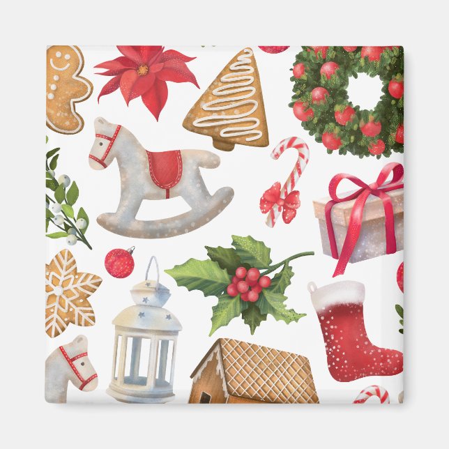 Cute Santa Claus Christmas Sweets Personalised    Magnet (Front)