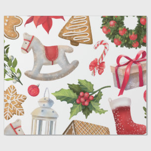 Cute Santa Claus Christmas Sweets Personalised Wrapping Paper