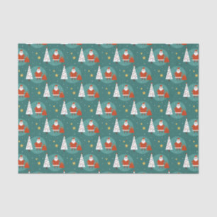 Cute Santa Claus Christmas Tree Pattern Tissue Paper
