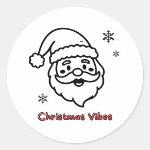 Cute Santa Claus Christmas Vibes Funny Winter Holi Classic Round Sticker