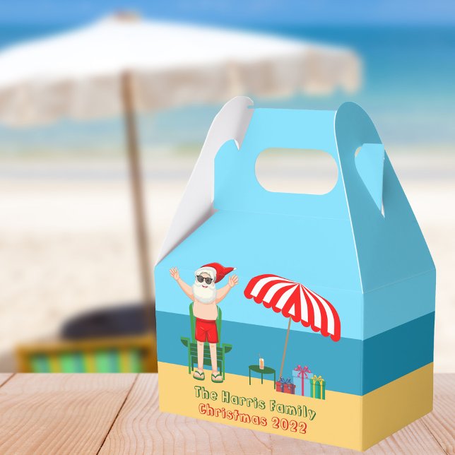 Cute Santa Claus Custom Beach Christmas Party Favour Box (Creator Uploaded)