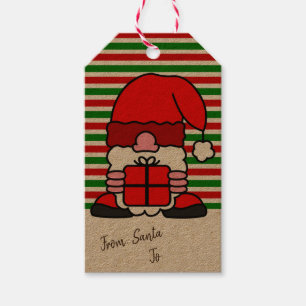 Cute Santa Claus Custom Name Kraft Paper Christmas Gift Tags