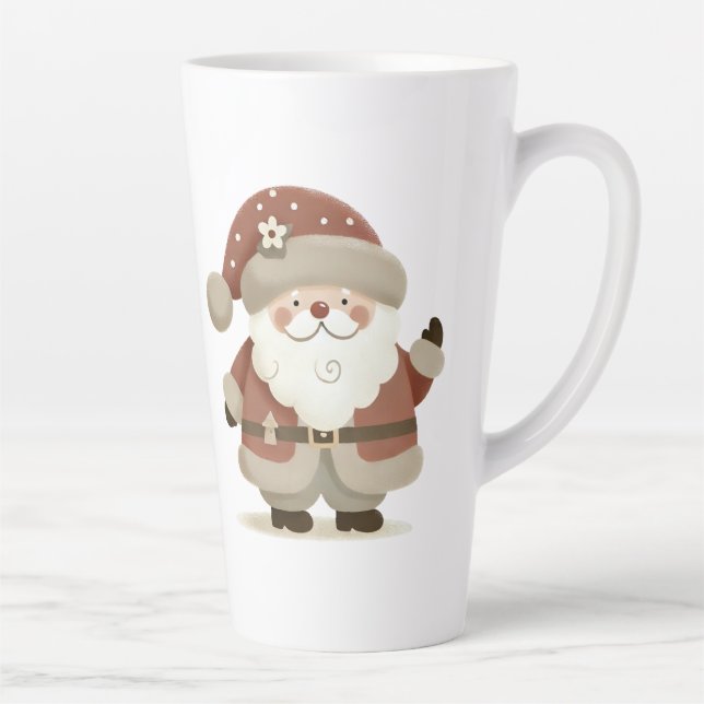 Cute Santa Claus & Drawing Christmas Latte Mug (Right)