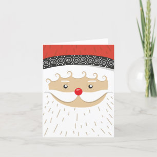 Cute Santa Claus Face Christmas Card