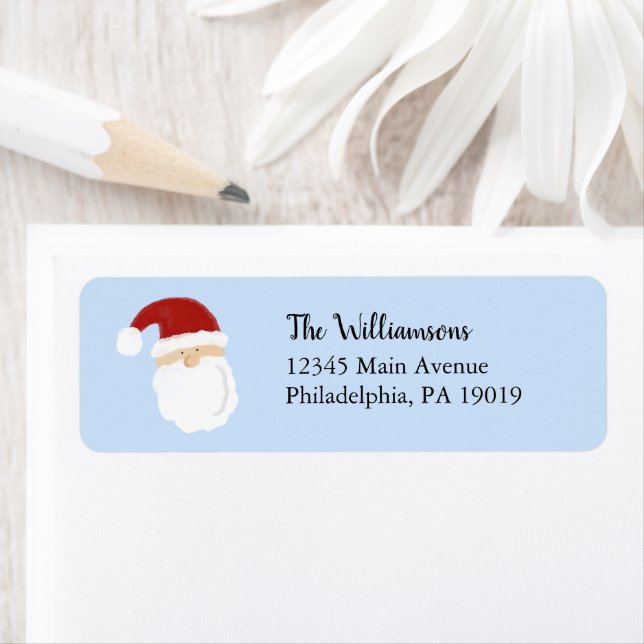 Cute Santa Claus Face Christmas Return Address (Insitu)
