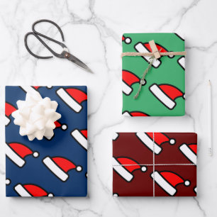 Cute Santa Claus hat pattern custom colour Wrapping Paper Sheet