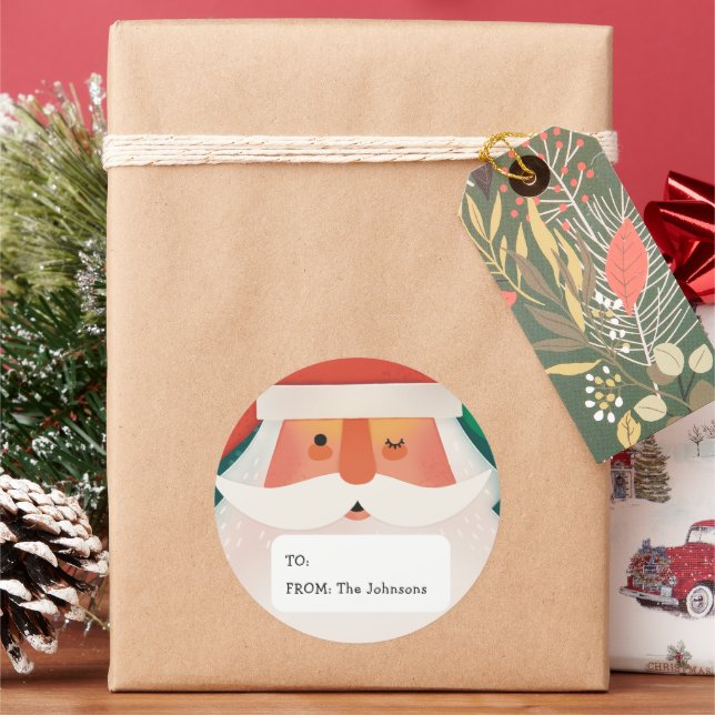 Cute Santa Claus | Ho Ho Ho Christmas Gift Label (Holiday)