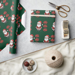 Cute Santa Claus Ho Ho Ho Christmas Wrapping Paper