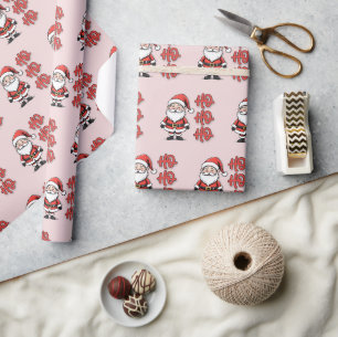Cute Santa Claus Ho Ho Ho Christmas Wrapping Paper