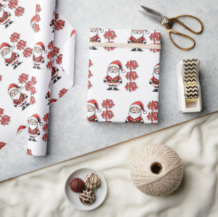 Cute Santa Claus Ho Ho Ho Christmas Wrapping Paper