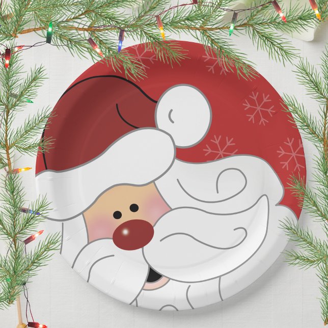 Cute Santa Claus Holiday Christmas Paper Plate (Cute Santa Claus Christmas Paper Plate)
