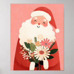 Cute Santa Claus Illustration Nursery Christmas Poster