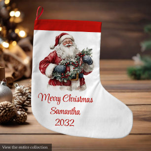 Cute Santa Claus Kids Festive Merry Christmas Large Christmas Stocking