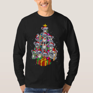 Cute Santa Claus Koala Bear Christmas Tree Lights T-Shirt