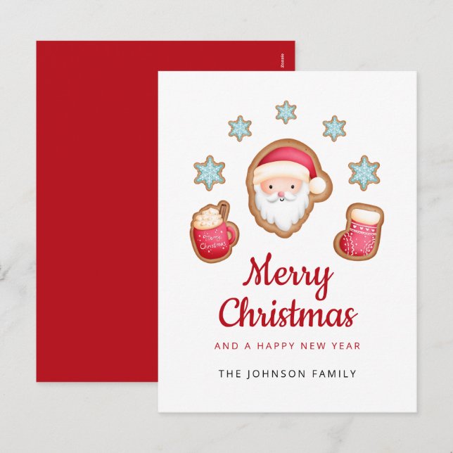 Cute Santa Claus Merry Christmas Holiday Postcard (Front/Back)