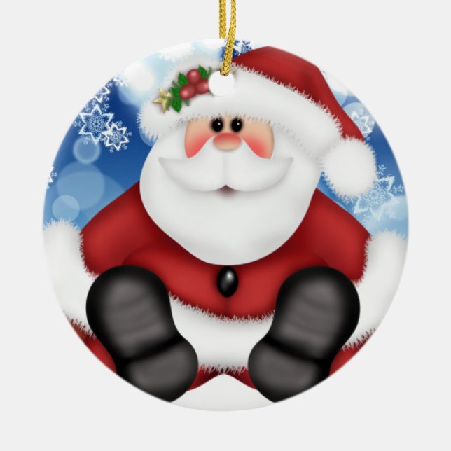 Cute Santa Claus Merry Christmas Ornament (Front)