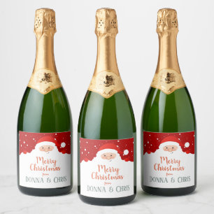 Cute Santa Claus - Merry Christmas  – Personalis Sparkling Wine Label