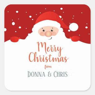 Cute Santa Claus - Merry Christmas  – Personalised Square Sticker