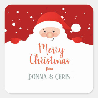 Cute Santa Claus - Merry Christmas  – Personalised Square Sticker