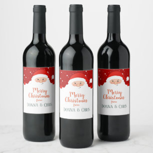Cute Santa Claus - Merry Christmas  – Personalised Wine Label