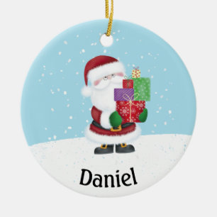Cute Santa Claus Personalised Christmas Ceramic Tree Decoration