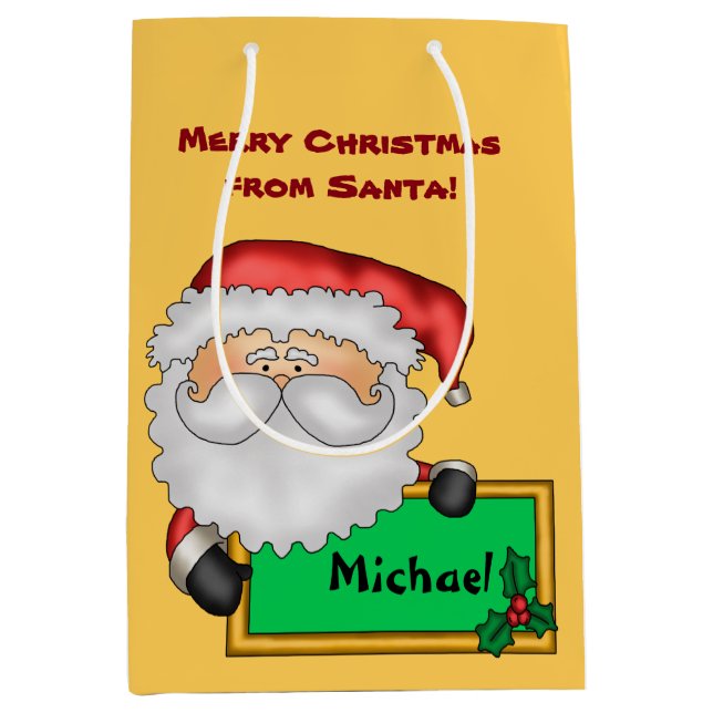 Cute Santa Claus Personalised Medium Gift Bag (Front)