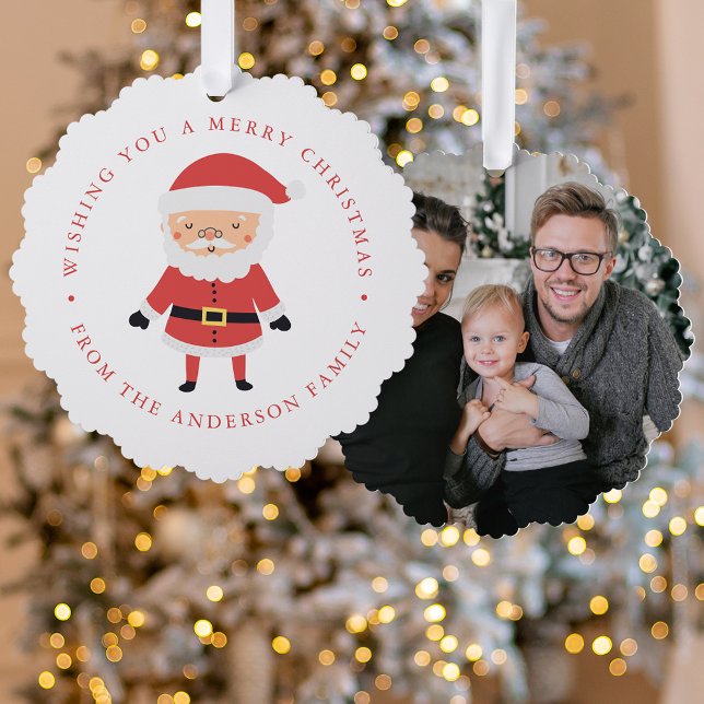 Cute Santa Claus Photo Holiday Tree Decoration Card (Creator Uploaded)