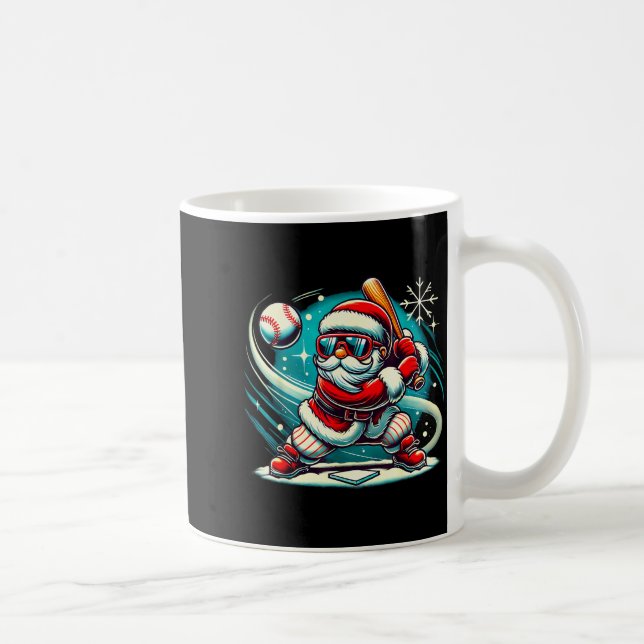 Cute Santa Claus Playing Baseball Boys Kids Teens  Coffee Mug (Right)