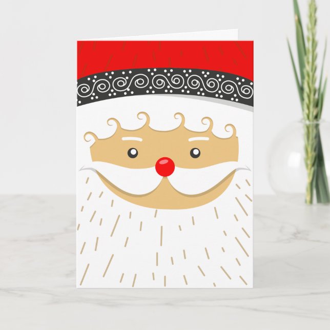 Cute Santa Claus Portrait Holiday Card (Front)