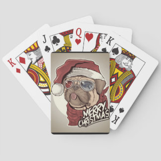 Cute Santa Claus Pug Bicycle Playing Cards