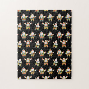Cute Santa Claus Retro Style Merry Christmas Xmas Jigsaw Puzzle