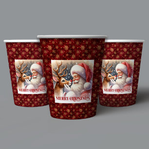 Cute Santa Claus & Rudolph Christmas Party Cups