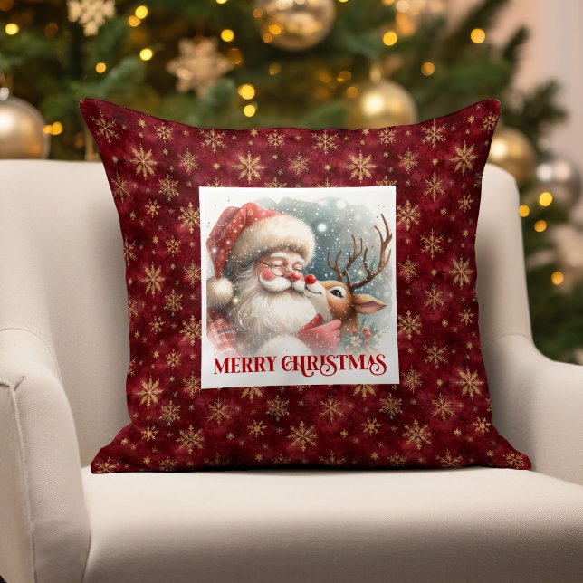 Cute Santa Claus Rudolph Holiday Pillow Christmas  (Cute Santa Claus Rudolph Holiday Pillow Christmas Gift

)