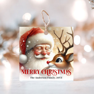 Cute Santa Claus Rudolph Kids Christmas Gift Tags