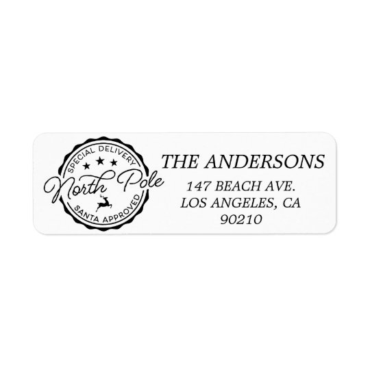 Cute Santa Claus Seal North Pole address label Zazzle.co.uk