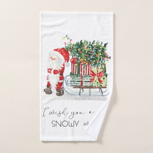 Cute Santa Claus,Sleigh,Presents  Bath Towel Set (Hand Towel)