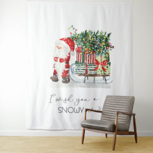 Cute Santa Claus,Sleigh,Presents   Tapestry