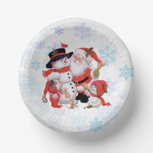 Cute Santa Claus Snowman Snow Paper Plate (Front)