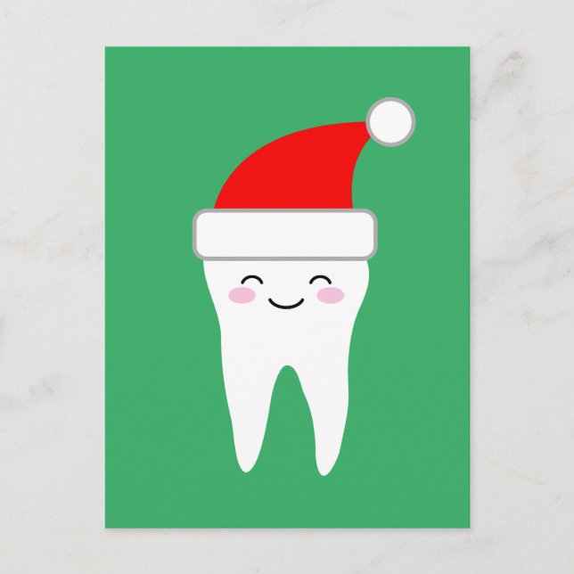 Cute Santa Claus tooth cartoon Christmas postcards (Front)