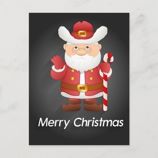 Cute Santa Claus With Candy Cane Postcard (Front)
