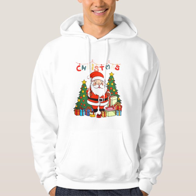 Cute Santa Claus with Christmas Trees & Gifts – Me Hoodie (Front)