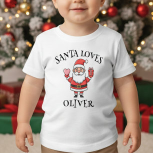 Cute Santa Claus with Heart and Gift - Christmas Toddler T-Shirt