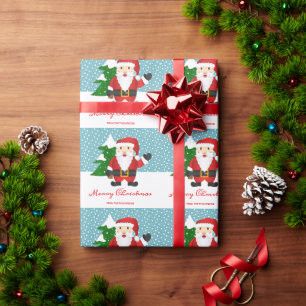 Cute Santa Claus With Personalised Text Christmas Wrapping Paper