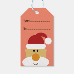 Cute Santa Claus with red Santa hat Gift Tags