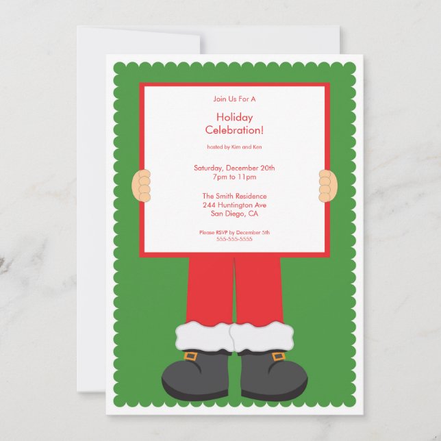 Cute Santa Clause Holiday Party Invitation (Front)