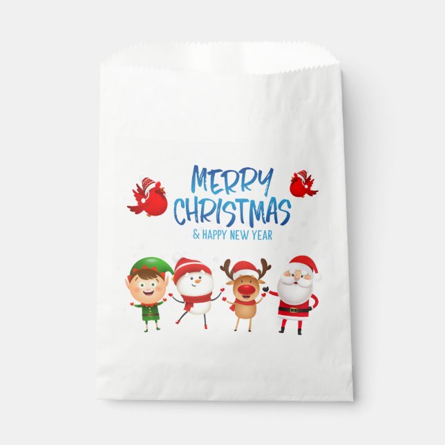 Cute Santa Clause Rudolph Snowman Merry Christmas  Favour Bags (Front)