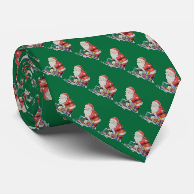 Cute santa clause with pressies for christmas tie (Rolled)