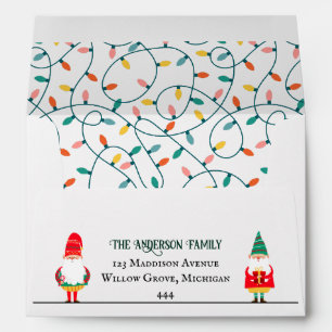 Cute Santa Clauses Xmas Lights Merry Christmas Envelope