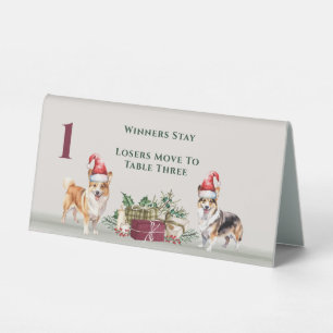 Cute Santa Corgis Table One Bunco Table Tent