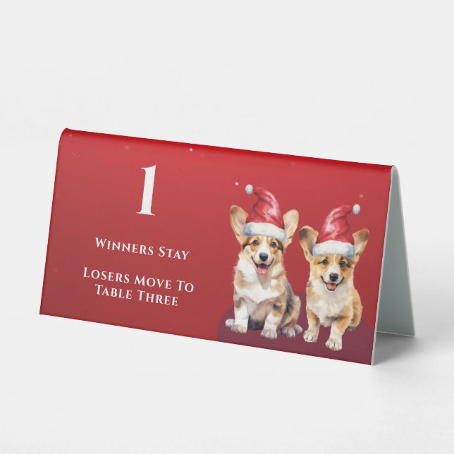 Cute Santa Corgis Table One Bunco Table Tent (Front)